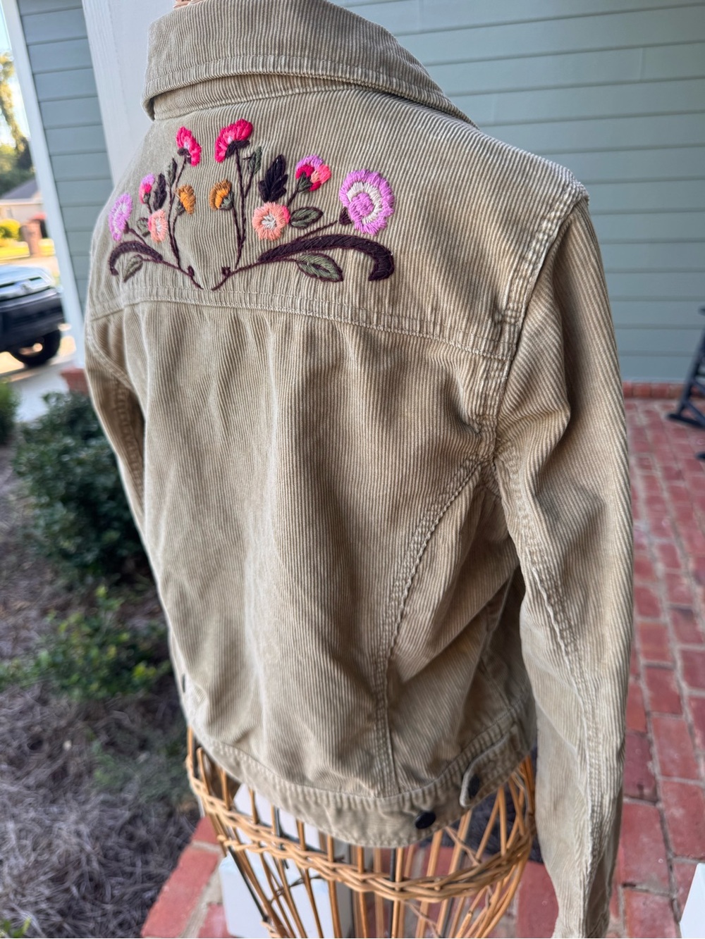 Roxy Y2K Corduroy Jacket XL Floral Embroidered Boho Western